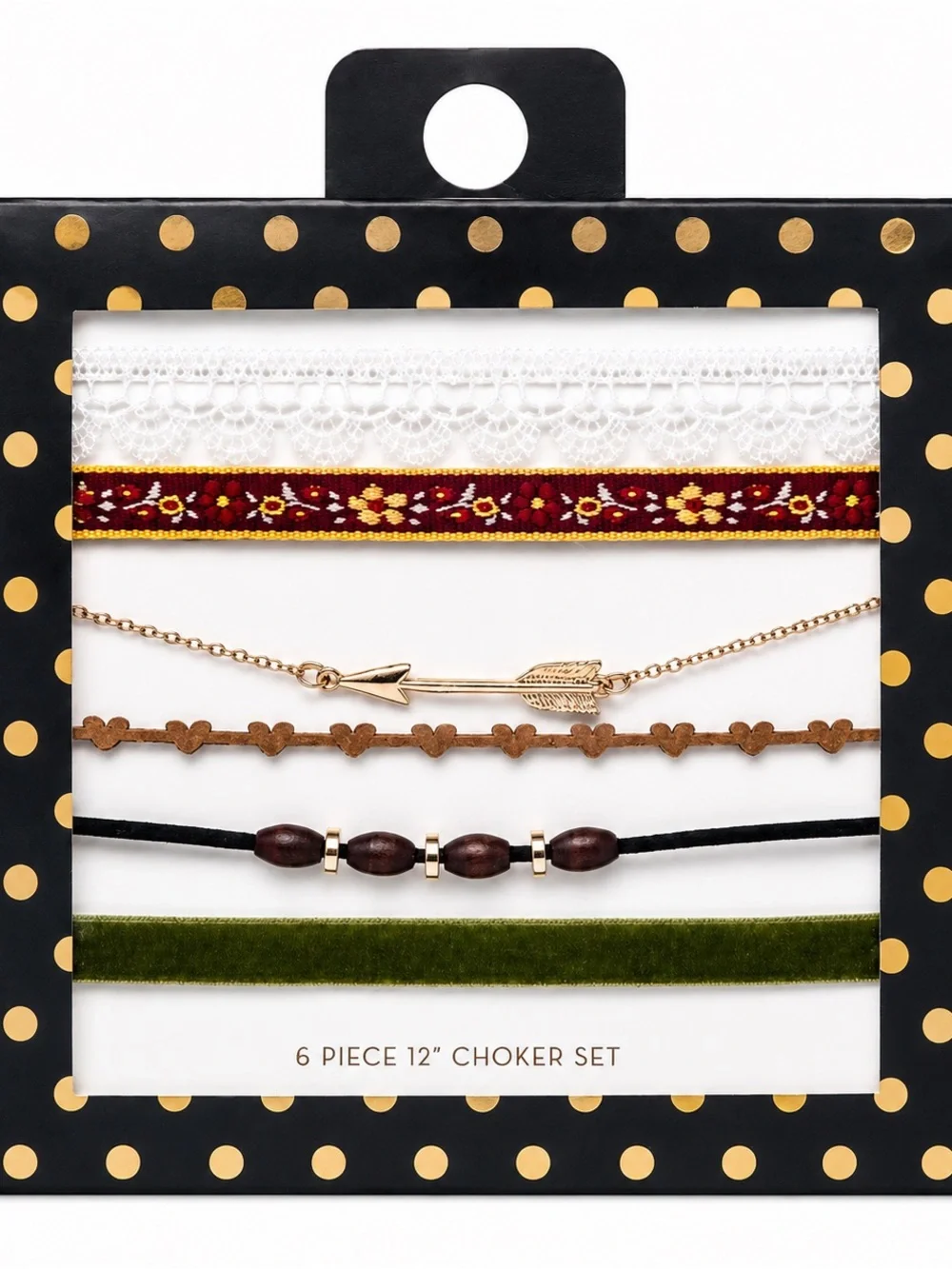 Choker Set 6-Piece Mixed in White, Red, Gold, Brown & Green